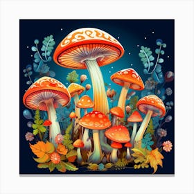 Mushrooms In The Forest 20 Canvas Print