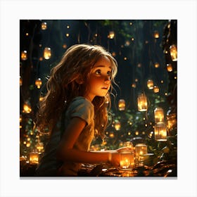 girl in a magical forest Canvas Print