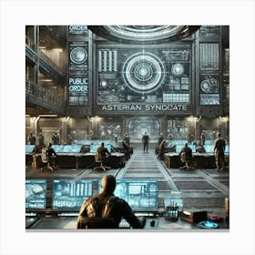 A Detailed Futuristic Scene Showing The Command St Canvas Print