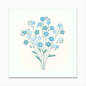 Title: "Azure Blossom Whispers"  Description: Introducing "Azure Blossom Whispers", a refreshing and serene artwork that captures the delicate charm of blue floral sprigs. This piece features an inviting palette of soft blues and gentle greens, creating a soothing ambiance in any room. Ideal for those seeking to add a touch of calming nature to their home, this digital illustration echoes the tranquility of a spring meadow. The simplistic yet captivating design is perfect for minimalist interiors or as an elegant complement to Scandinavian decor. Bring home the essence of peaceful, floral beauty with this chic and timeless print, perfect for enhancing the aesthetics of living spaces, bedrooms, or offices with its subtle grace and organic appeal. Canvas Print
