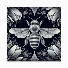 Bee And Flowers 10 Canvas Print