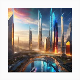 Futuristic Cityscape 90 Canvas Print