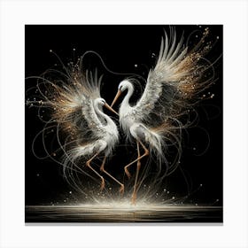 Two Storks Dancing Canvas Print