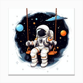 Astronaut On Swing 4 Canvas Print