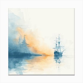 Watercolor Of A Sailing Ship Canvas Print