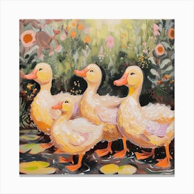 Ducks Fairycore Painting 3 Canvas Print