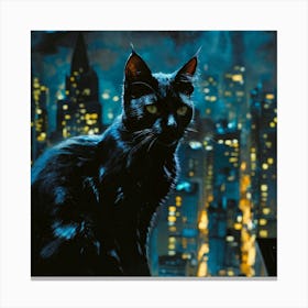 Black Cat Black Night 1 Canvas Print