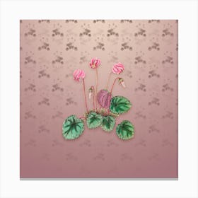 Vintage Shore Cyclamen Flower Botanical on Dusty Pink Pattern n.1039 Canvas Print