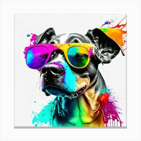 Colourful Dog Sunglasses (2) Canvas Print