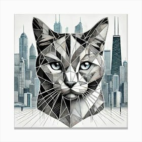 Razor Rooftop City Cat Canvas Print