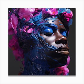 Woman With Flowers On Her Head Canvas Print