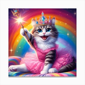 Princess Cat and Rainbow Canvas Print