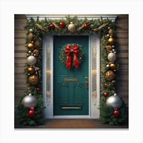 Christmas Decoration On Home Door Trending On Artstation Sharp Focus Studio Photo Intricate Deta (1) Canvas Print