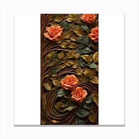 Roses And Leaves Canvas Print