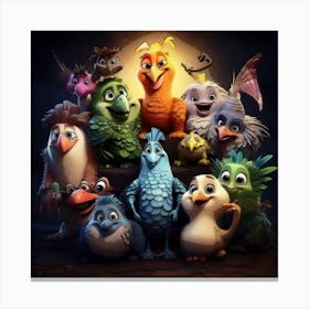 Birds x1 3d cartoon Poe Style 9k Canvas Print