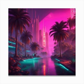 Neon City Canvas Print