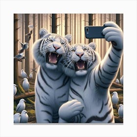 White Tiger Selfie 2 Canvas Print