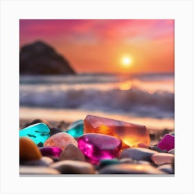 Colorful Stones On The Beach 2 Canvas Print