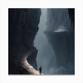 Man Walking Through A Cave 1 Canvas Print