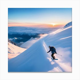 Skier In The Mountains Canvas Print