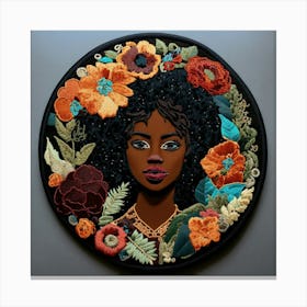 Afrocentric Embroidery Patch Of Face Of A Stunning Canvas Print