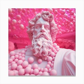 Eclectic Elegance: Man's Bust, Pink Ball and Chewing Gum Decor Canvas Print