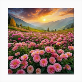 Dahlias At Sunset 1 Canvas Print