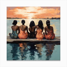 Four Women At Sunset Canvas Print