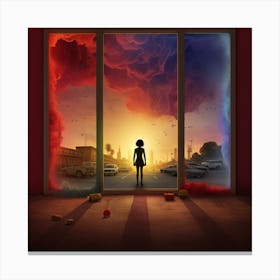 Girl Looking Out Of A Window Canvas Print