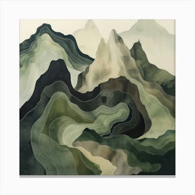 Japanese Watercolour Of Mount Kinpu 3 Canvas Print