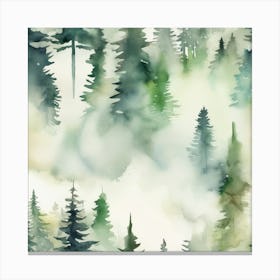 Appalachian Mountains of Misty Pines Watercolor Print of Evergreen Forest..367 Canvas Print