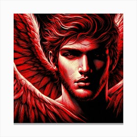 Angel Portrait In Red And Black Color Drawing Canvas Print