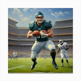 Full Armor Football Star in Motion Canvas Print