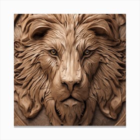 Lion Head Carving Canvas Print