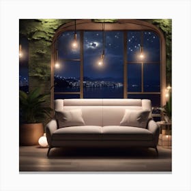 Living Room At Night Canvas Print