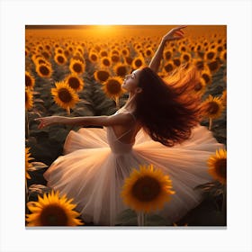 Dancer In Sunflower Field Canvas Print