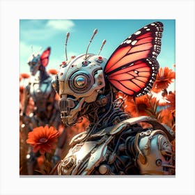 Artjuicebycsaba Cyborg Steampunk Butterflies And Ladybugs Over 4 Canvas Print