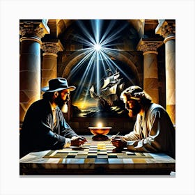 Jesus Playing Chess 1 Canvas Print