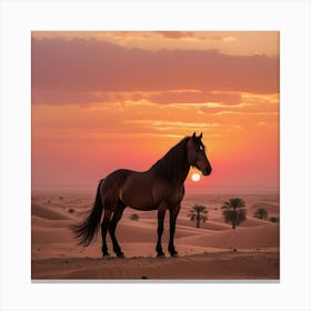 Sunset Horse In The Desert Lienzo