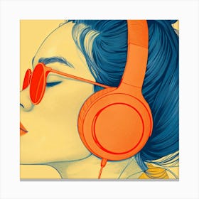 Illustration Of A Girl With Headphones Canvas Print