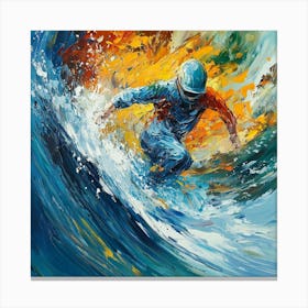 Surfer On A Wave Art Canvas Print