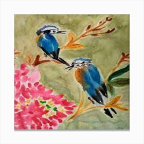 Two Birds On A Branch Canvas Print