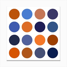 Blues And Oranges Circle Dots Abstract Canvas Print