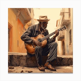 Old Man Playing Guitar 9 Canvas Print