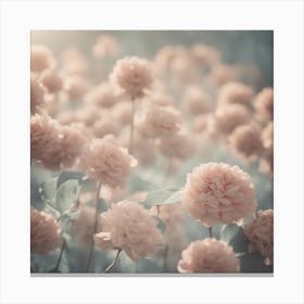 Pink Flowers In A Field Canvas Print
