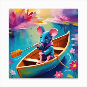 Elodie Paints A Little Mouse In A Rowboat Using Bright Colors Flowers Water And An Abstract Backg 855839658 Canvas Print