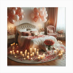 Romantic Bedroom with Balloons Canvas Print