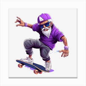 Old Man Skateboarding 5 Canvas Print