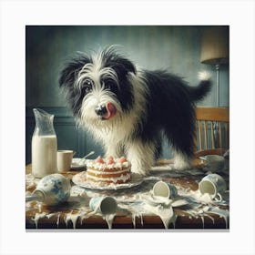 Dog With A Cake Canvas Print