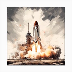 Space Shuttle Launch Reimagined Sketch 3 Canvas Print